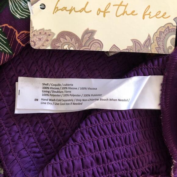 Band of the Free NWT Floriane Purple Floral Print Balloon Sleeve Crop Top Large - Picture 9 of 16